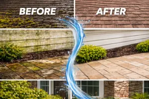 before and after pressure washing